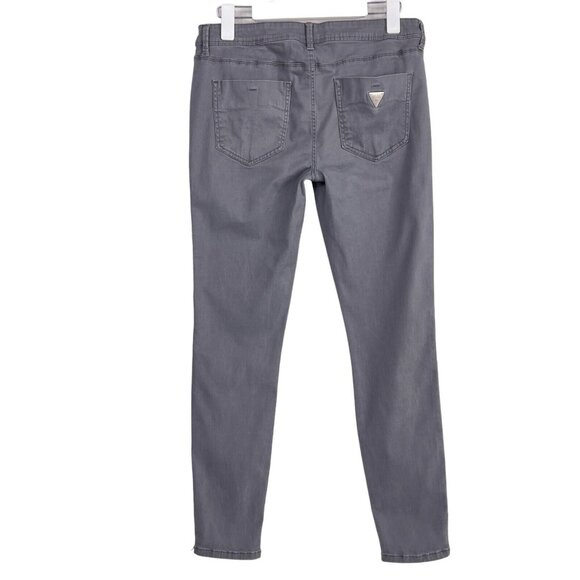 Guess Low Rise Super Skinny Maxine Fit Gray Triangle Logo Jeans Pants Size 30 - Picture 1 of 11